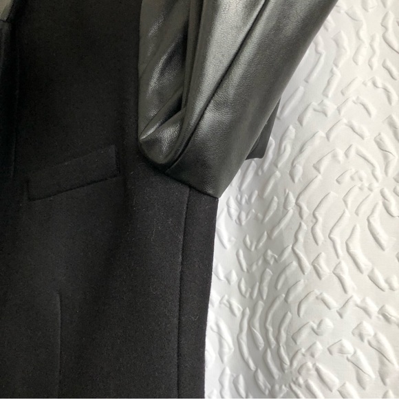 Aritizia Babaton Black Fred Blazer Wool Cashmere Vegan Faux Leather Jacket - Picture 8 of 16